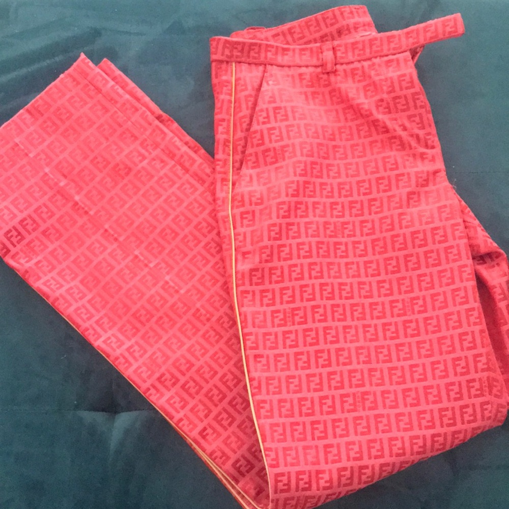 Fendi hot pink metallic pants
